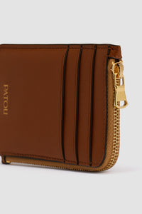 Porte-cartes zippé Patou en cuir