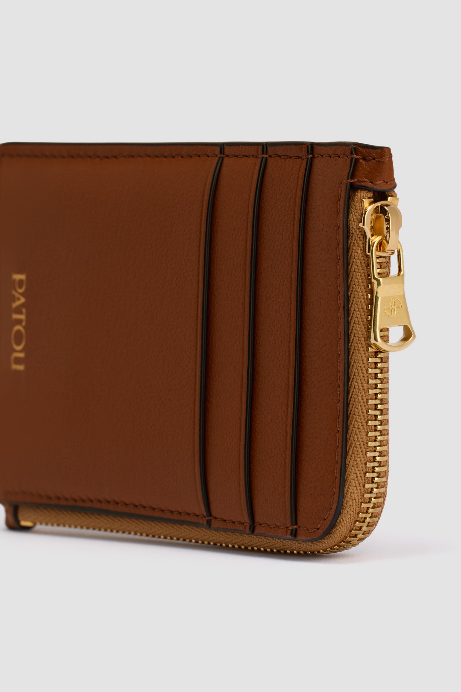 Porte-cartes zippé Patou en cuir