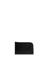 Porte-cartes zippé Patou en cuir - Noir