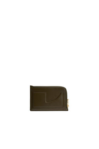 Porte-cartes zippé Patou en cuir - Vert Mousse