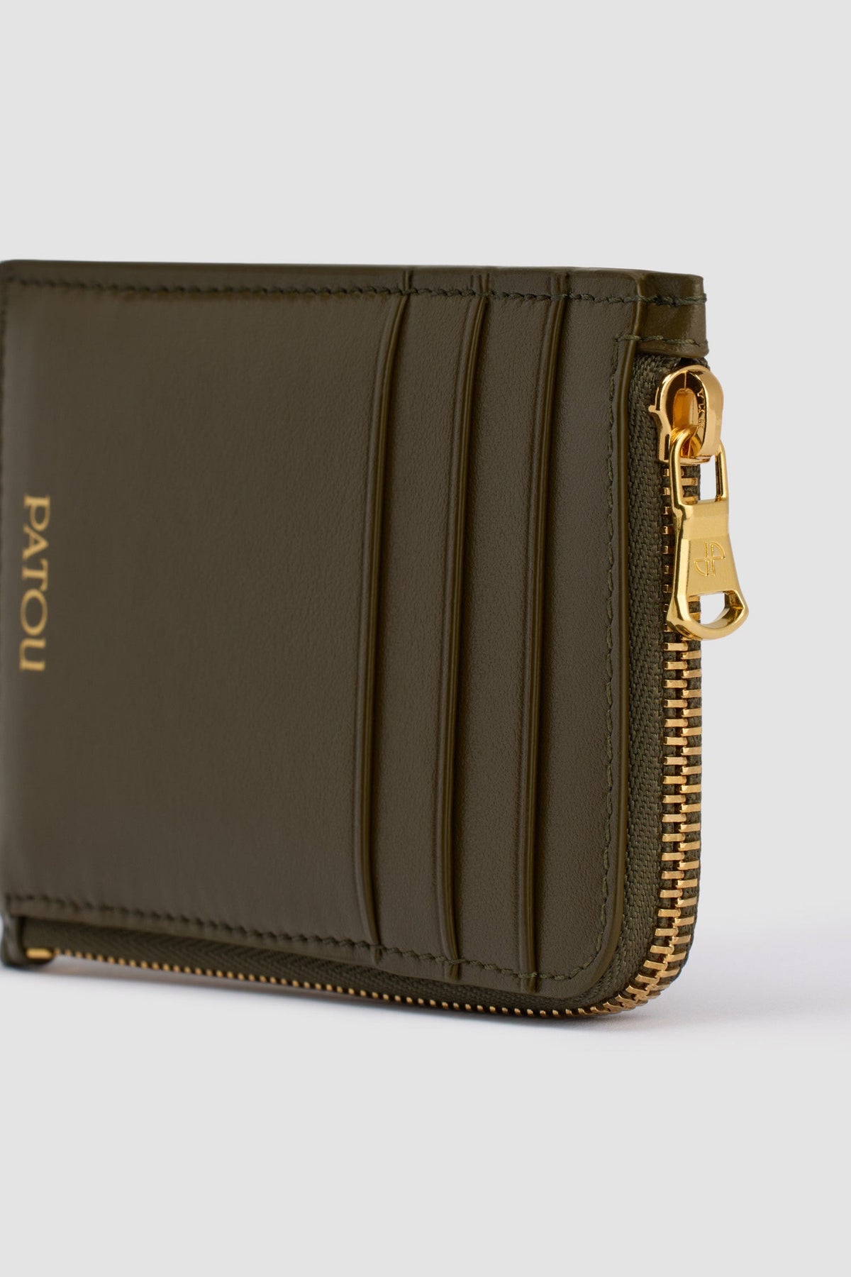 Winter Moss / Porte-cartes zippé Patou en cuir