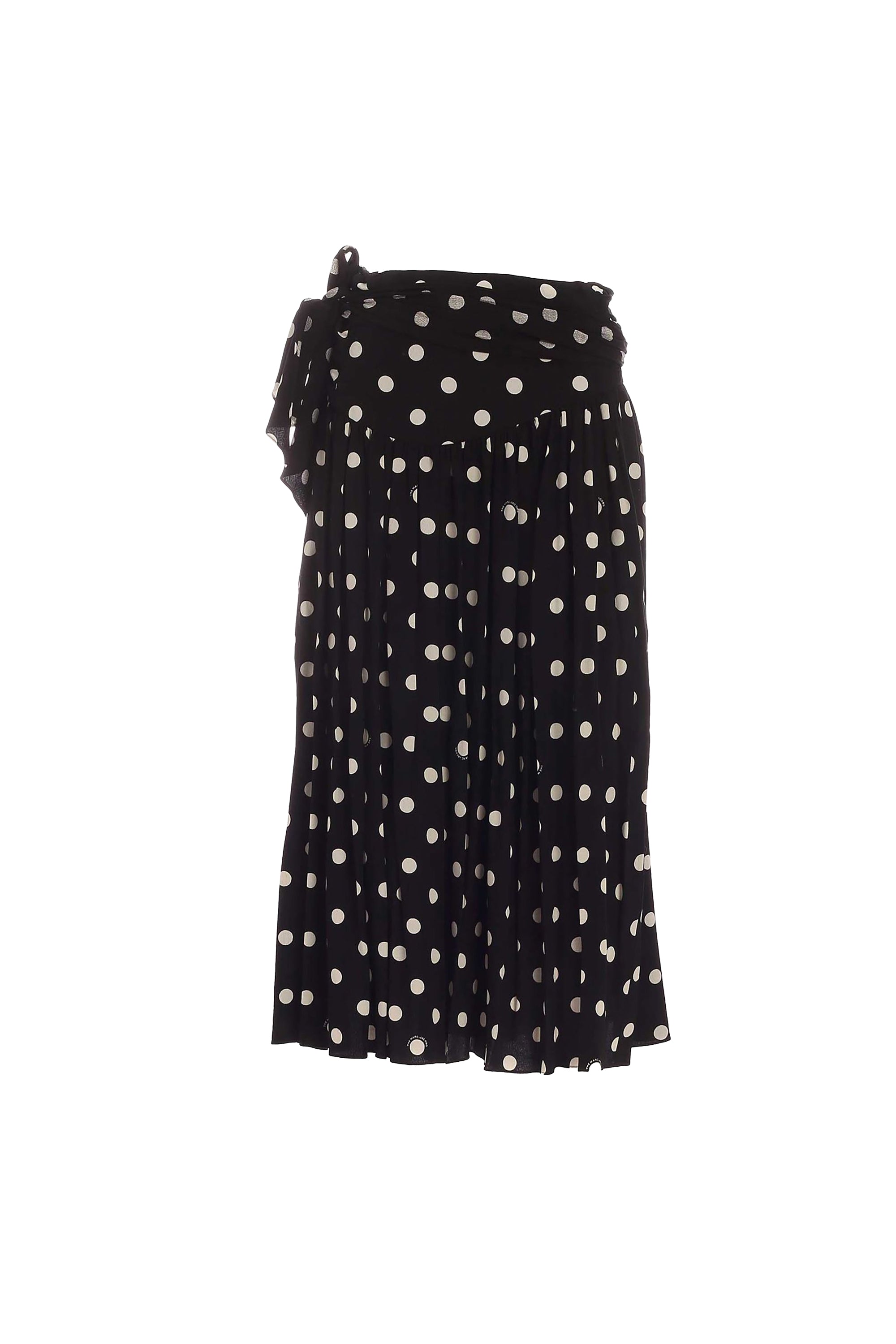 Long polka-dot skirt - Black & Ivory