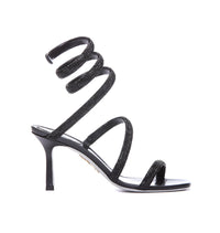 Sandales à talons Cleopatra 80 à strass en satin - Noir