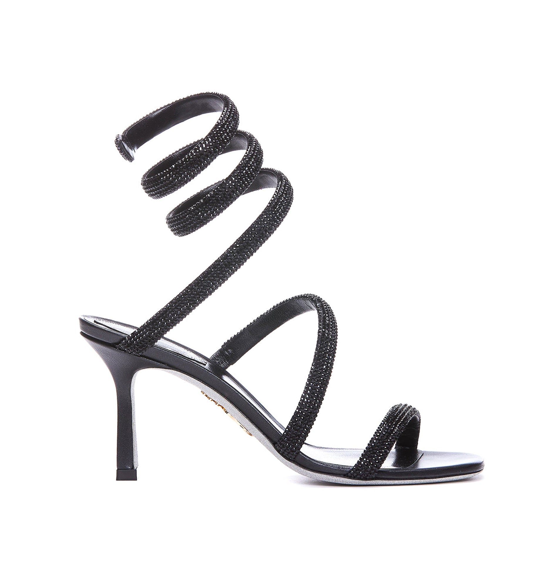 Sandales à talons Cleopatra 80 à strass en satin - Noir