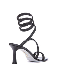 Sandales à talons Cleopatra 80 à strass en satin - Noir