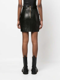 8-button leather skirt - Black