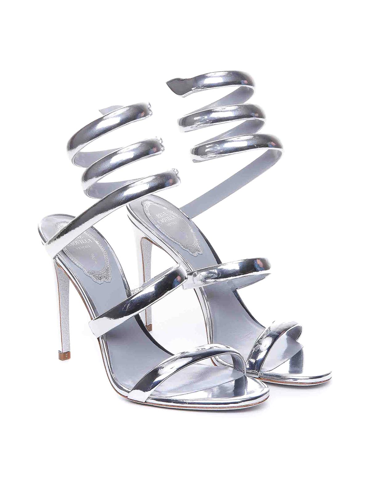 Cleopatra 105 heeled sandals in leather - Argento
