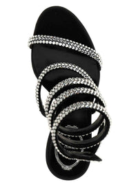 Sandales à talons Cleopatra 105 à strass en satin - Nero & Crystal