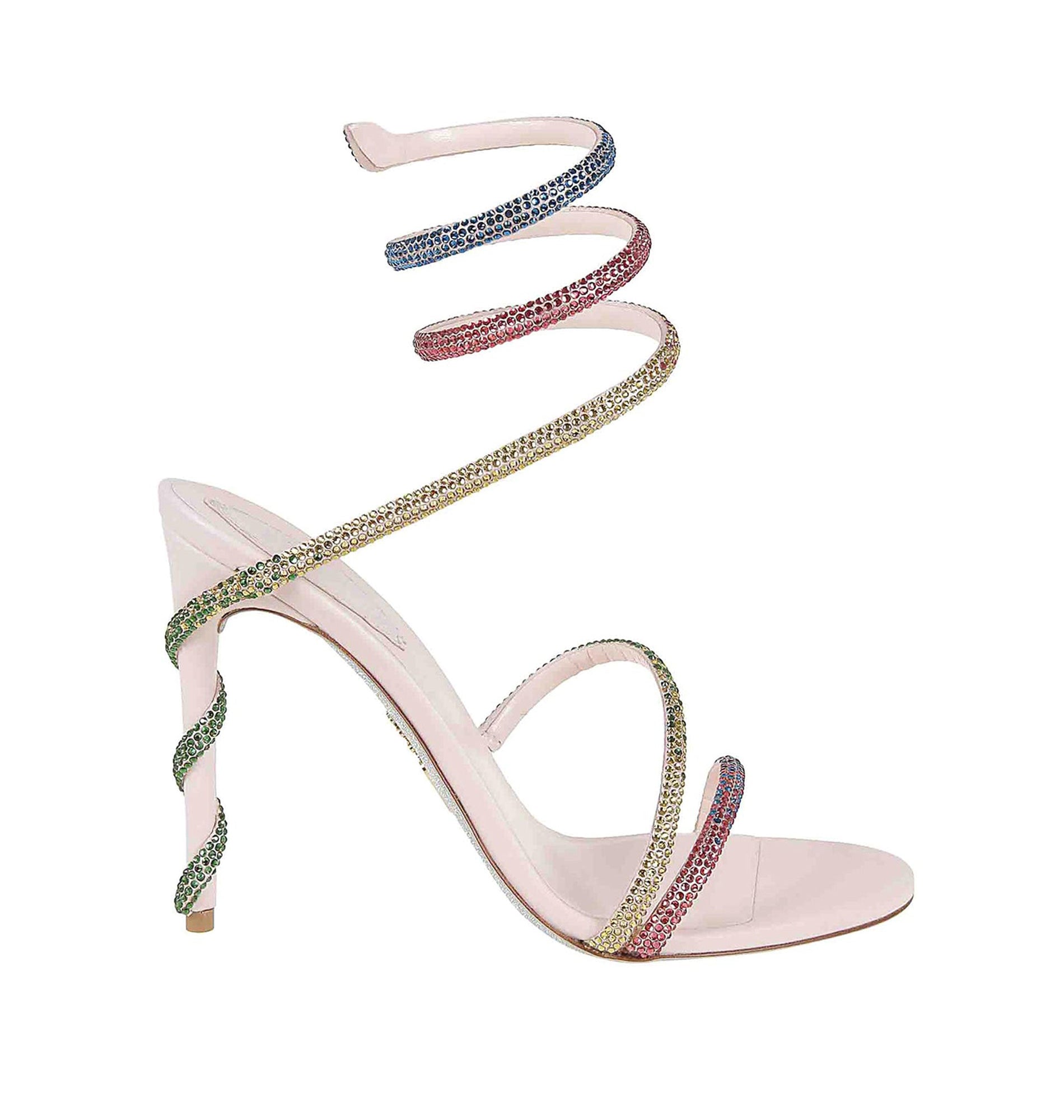 Margot 105 heeled sandals with satin rhinestones - Rosa & Multicolor
