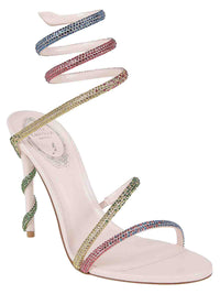 Margot 105 heeled sandals with satin rhinestones - Rosa & Multicolor