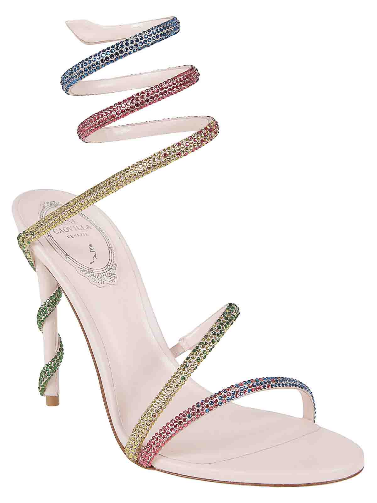 Margot 105 heeled sandals with satin rhinestones - Rosa & Multicolor