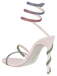 Margot 105 heeled sandals with satin rhinestones - Rosa & Multicolor