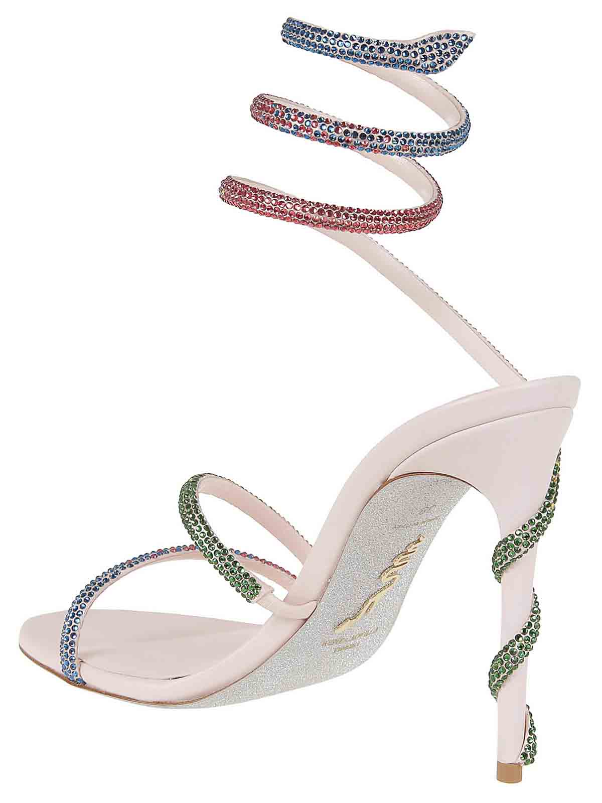 Margot 105 heeled sandals with satin rhinestones - Rosa & Multicolor