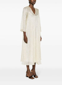 Robe avec transparences brillantes en soie - Silver