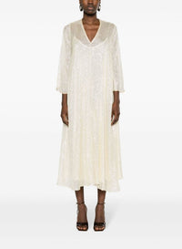 Robe avec transparences brillantes en soie - Silver