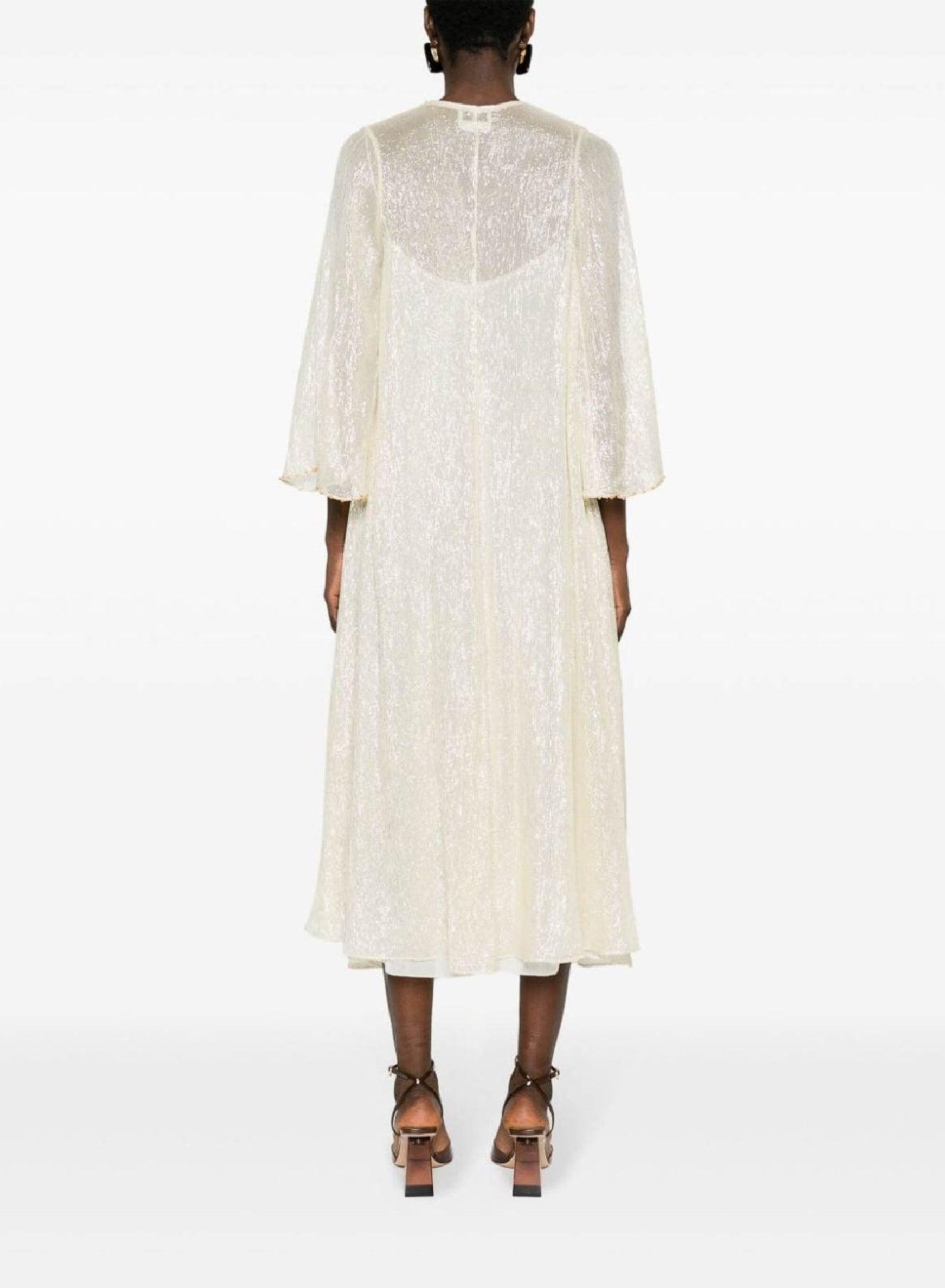 Robe avec transparences brillantes en soie - Silver
