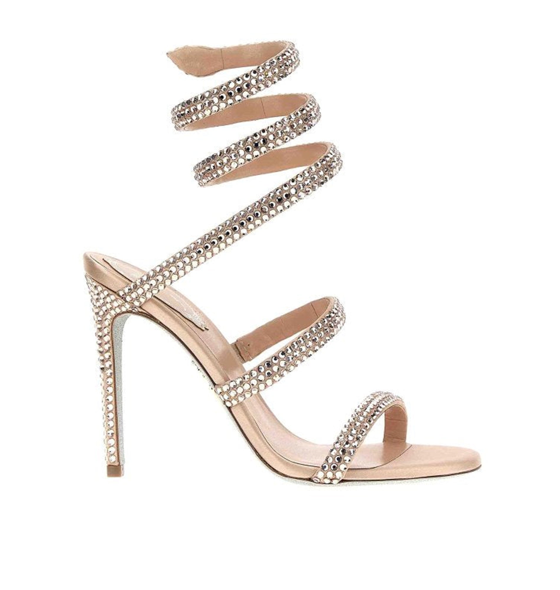 Sandales à talons Cleopatra 105 à strass en satin - Nude & Silk
