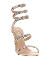 Sandales à talons Cleopatra 105 à strass en satin - Nude & Silk