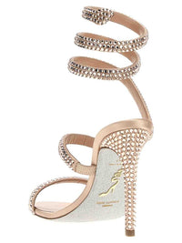 Sandales à talons Cleopatra 105 à strass en satin - Nude & Silk