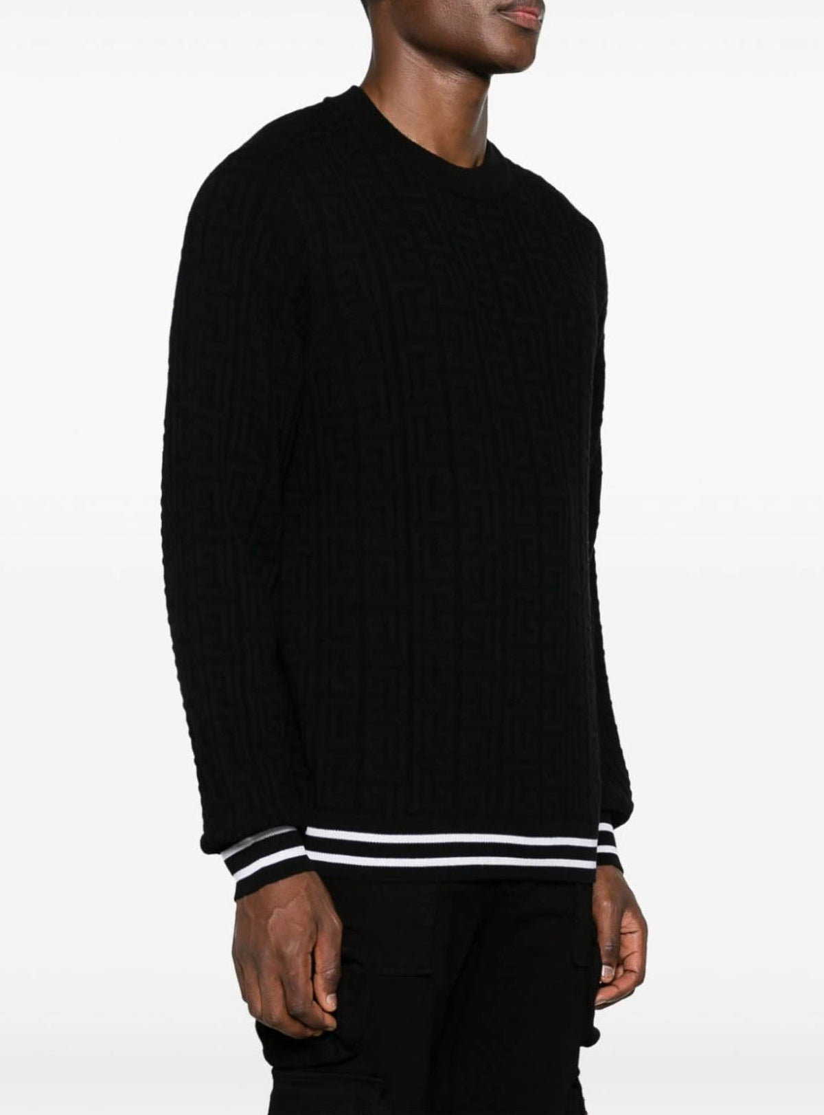 Wool monogram sweater - Black & White