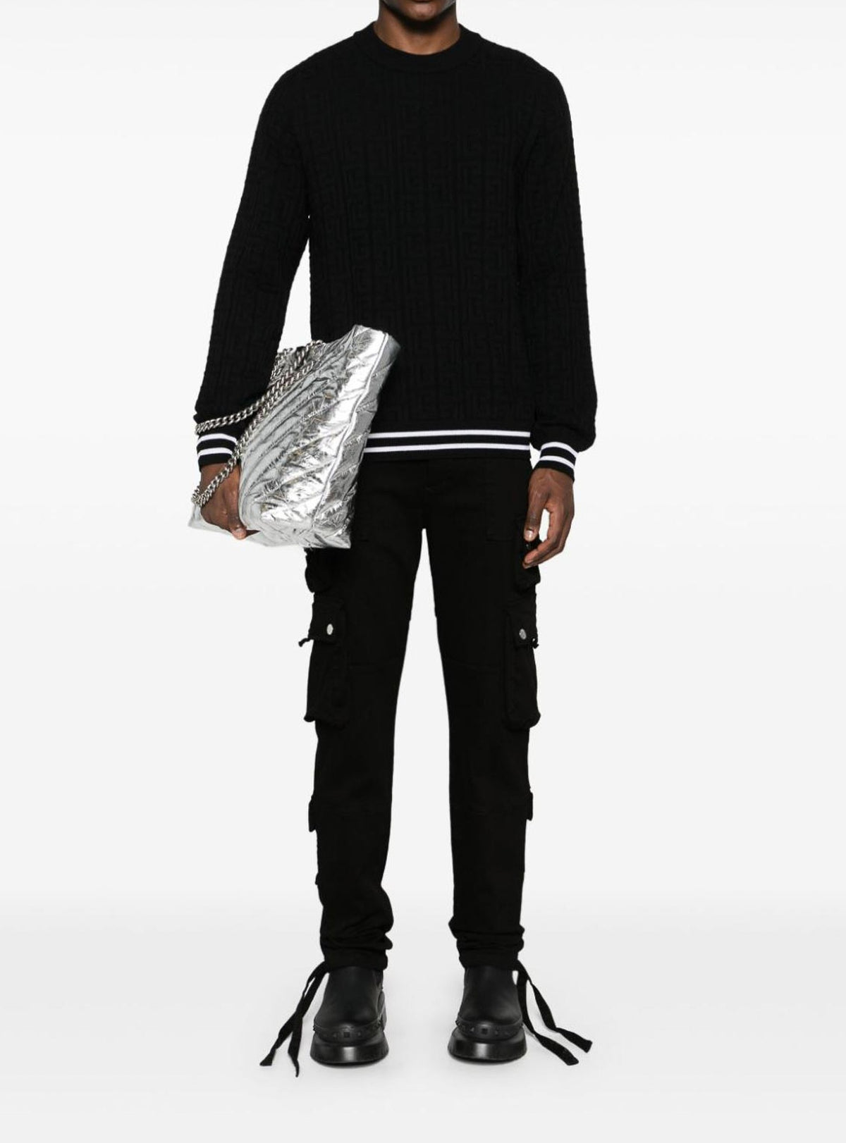 Wool monogram sweater - Black & White