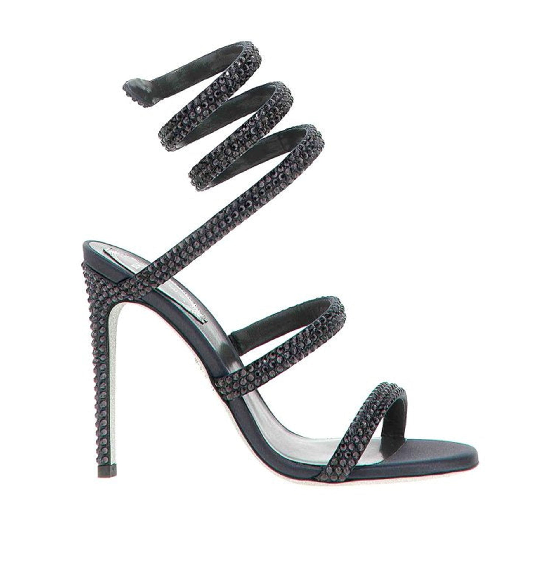 Sandales à talons Cleopatra 105 à strass en satin - Graphite