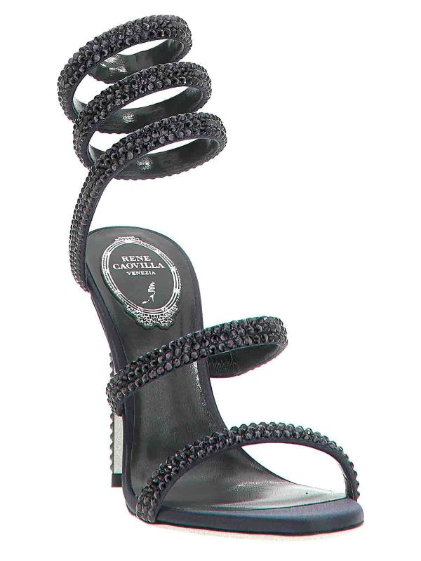 Sandales à talons Cleopatra 105 à strass en satin - Graphite