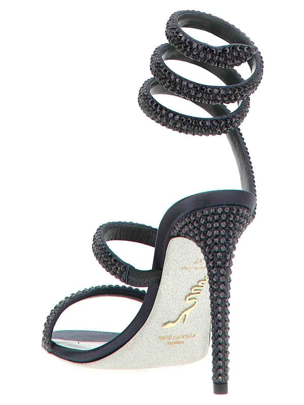Sandales à talons Cleopatra 105 à strass en satin - Graphite