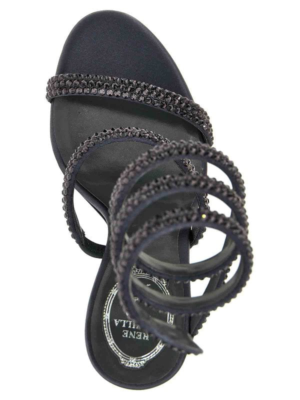 Sandales à talons Cleopatra 105 à strass en satin - Graphite