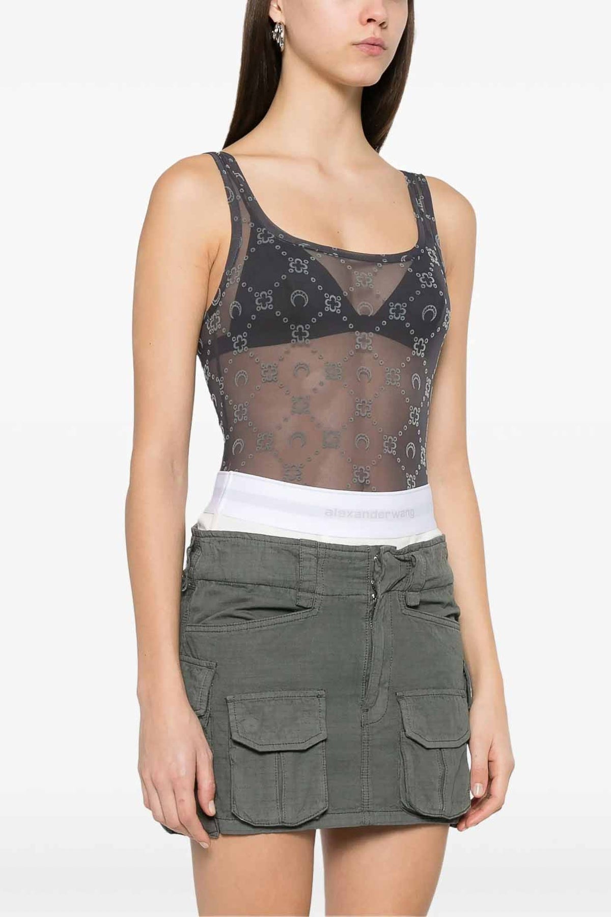 Recycled Mesh Flock Bodysuit - Gris
