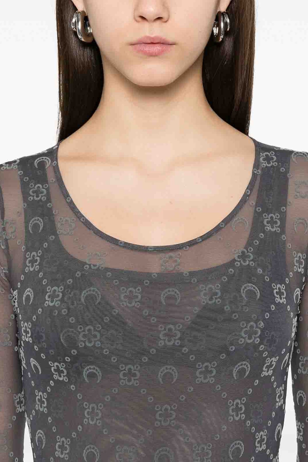 Recycled Mesh Flock Ss Cropped Top - Gris