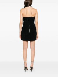 Robe courte brodée boutonnée - Noir & Cristal