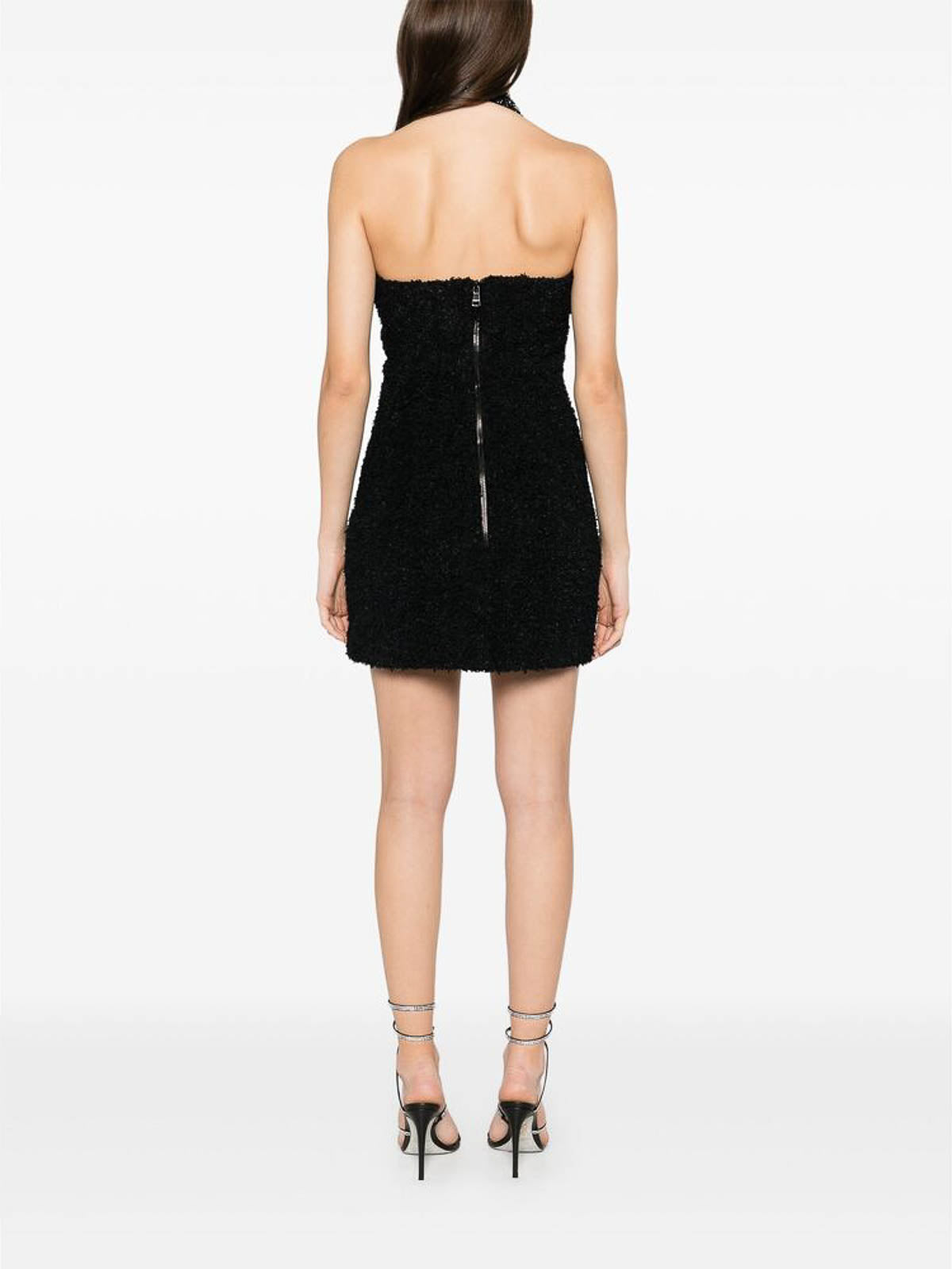 Robe courte brodée boutonnée - Noir & Cristal