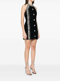 Robe courte brodée boutonnée - Noir & Cristal