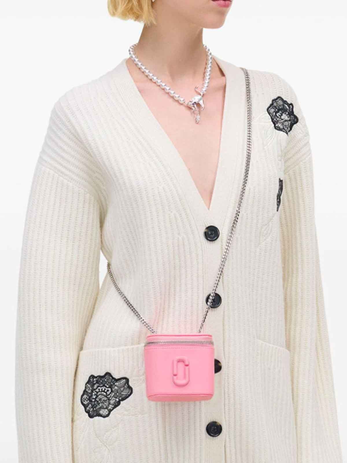 Petite sac à bandoulière avec logo en cuir - Ribbon Pink