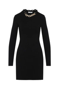 BLACK SHORT KNITTED DRESS