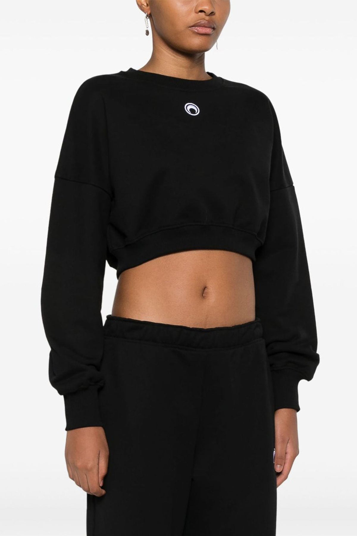 Moon Logo Fleece Cropped Sweatshirt - Noir