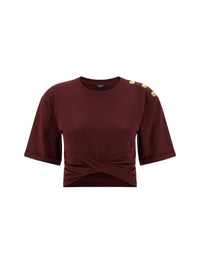 Knotted cropped T-shirt - Purple