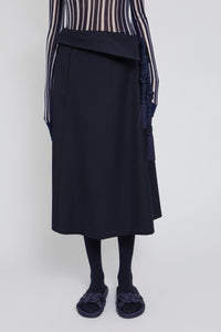Jupe Slash asymétrique asymétrique en laine - Navy