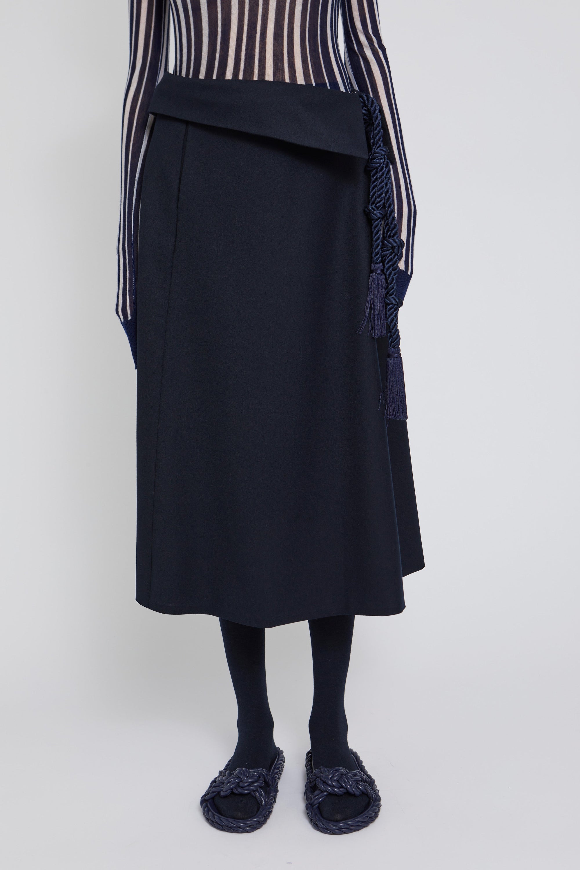 Jupe Slash asymétrique asymétrique en laine - Navy