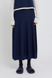 Jupe Easton coupe longue en laine - Navy