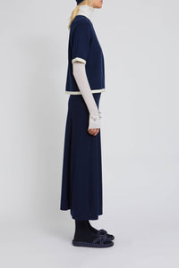 Jupe Slash asymétrique asymétrique en laine - Navy