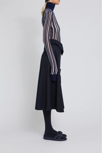 Jupe Slash asymétrique asymétrique en laine - Navy