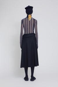 Jupe Slash asymétrique asymétrique en laine - Navy