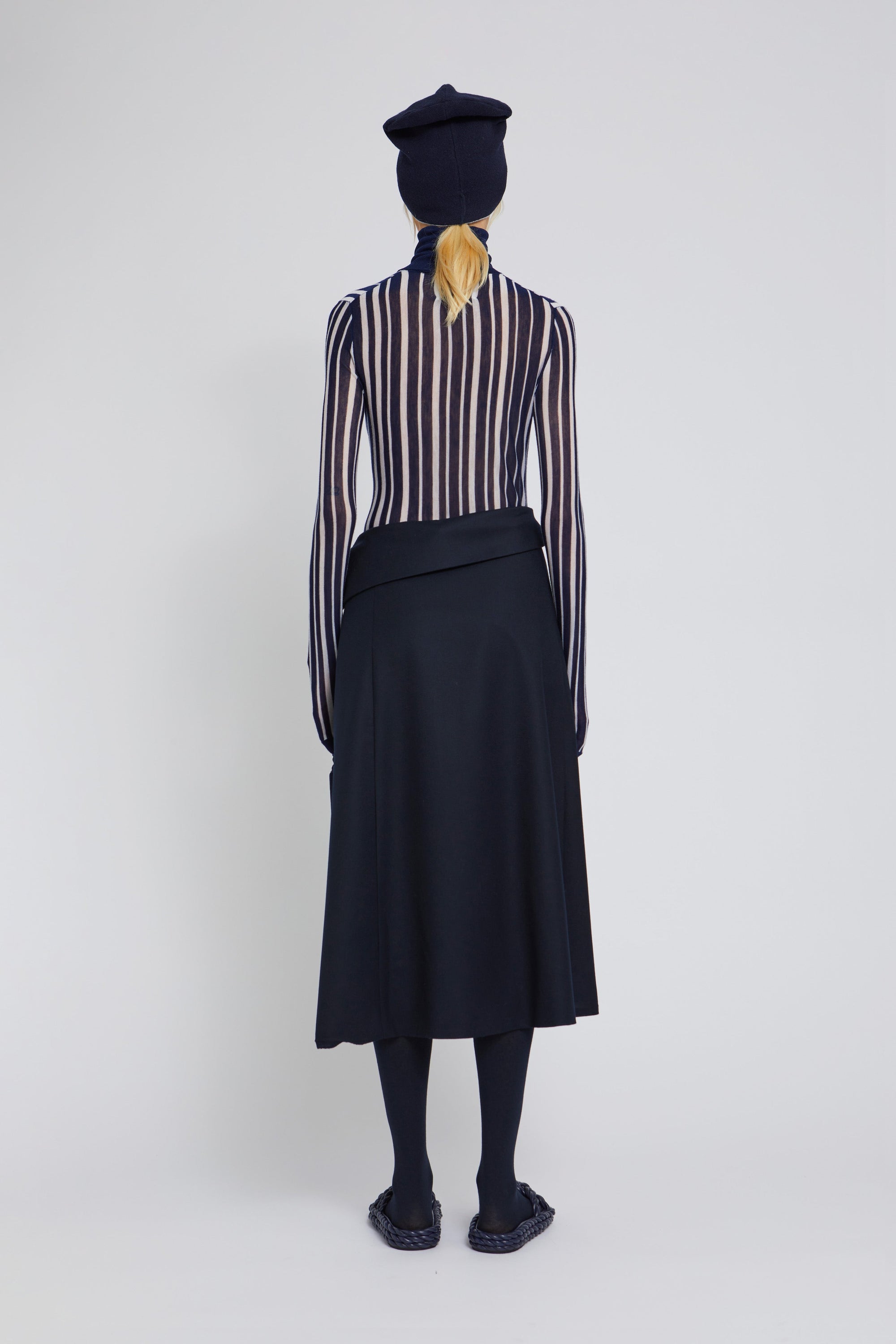 Jupe Slash asymétrique asymétrique en laine - Navy