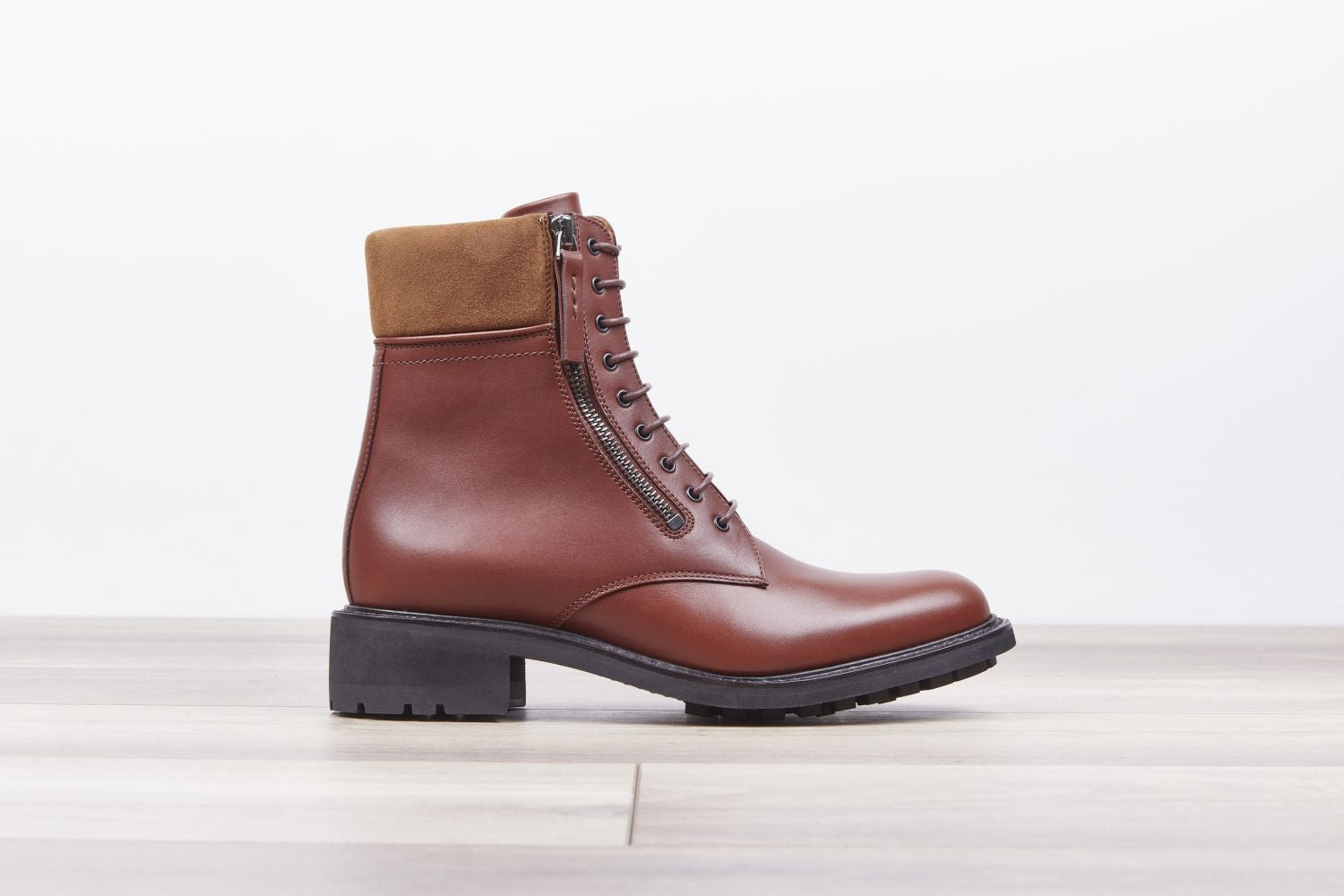 17qty NEW / Bottines SLIDE PURECALF/CACHEMIRE COMMANDO - Cognac
