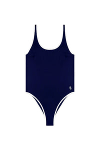 Carla one-piece swimming costume with piping - Dark Navy