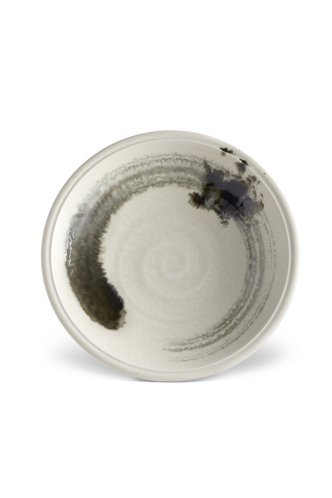 Assiette creuse Sumi Brush en porcelaine - Gris