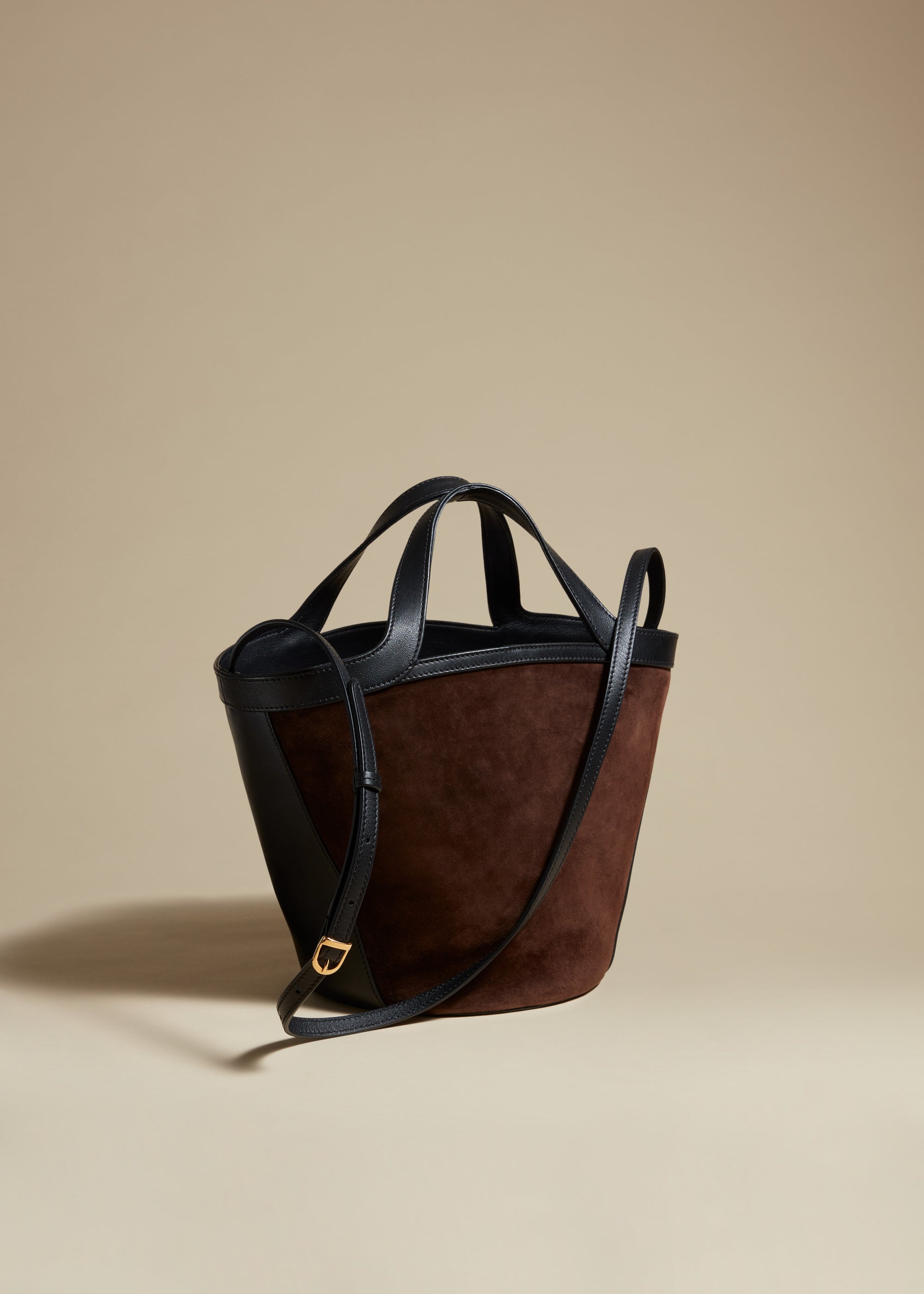 Small Nora tote in leather - Coffee