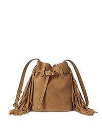 Petit sac seau Bellport frangé en daim - Maple